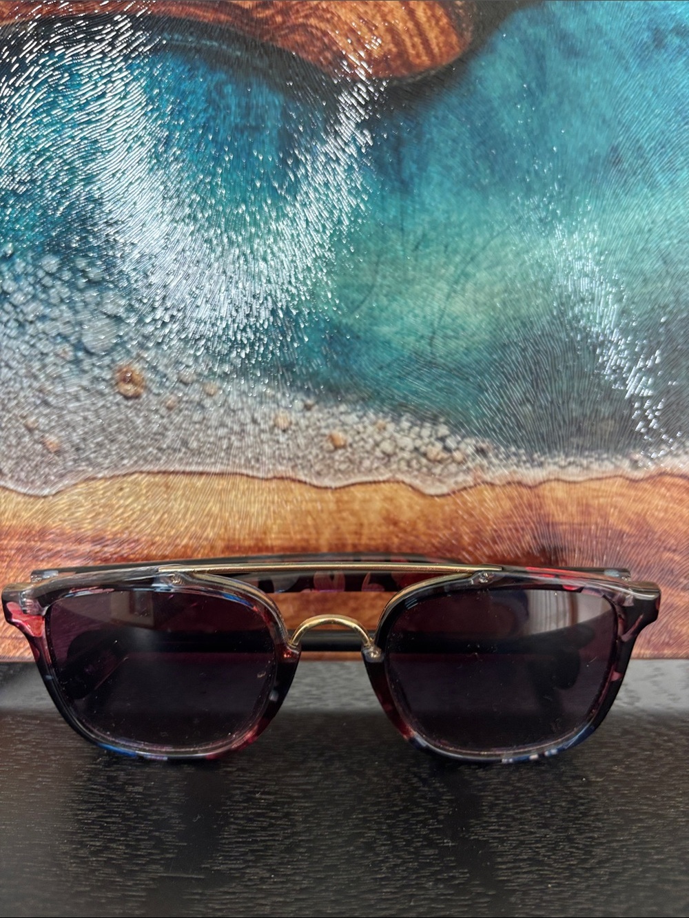 Curfew Multicolor Tortoiseshell Sunglasses with Gold Bridge